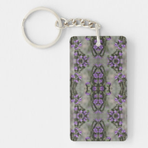 Purple Salt Heliotrope Wildflower Pattern Keychain