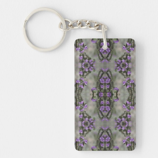 Purple Salt Heliotrope Wildflower Pattern Keychain (Front)
