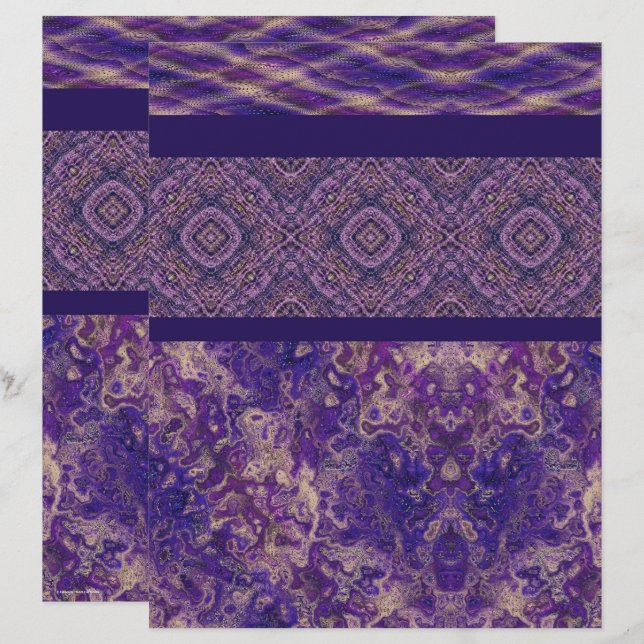 Purple Sampler Scrapbook Paper 2-Sided Page (Devant / Derrière)