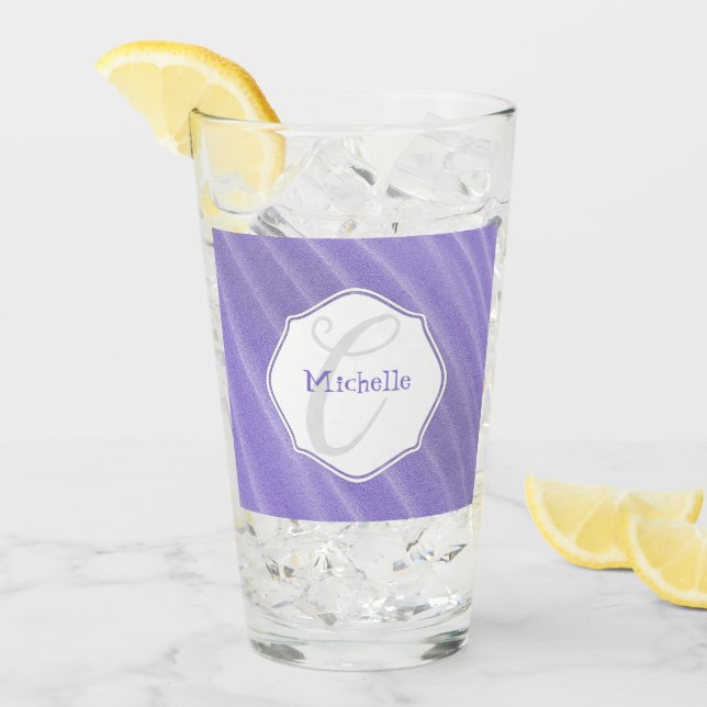Purple Sand Ripples Personalized Drinking Glass (Front Ice)
