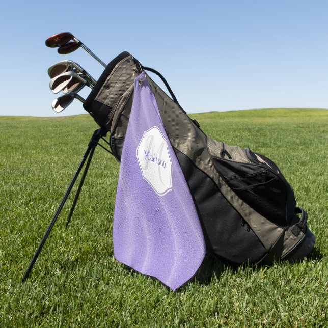 Purple Sand Ripples Personalized Golf Towel (Green)