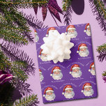 Purple Santa Claus Custom Kids Christmas Wrapping Paper Sheet<br><div class="desc">Customize these pretty purple from Santa Claus blue wrapping paper sheets with your own personalized text with your kids name in white script. This cute old fashioned drawing of Santa's red hat and white beard is the perfect holiday gift wrap for your children's presents under the tree on Christmas day....</div>