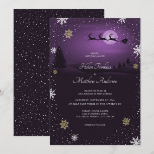 Purple Santa Claus Noël Mariage Invitations
