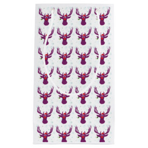 Purple Santa Deer New Year  Gift Bag