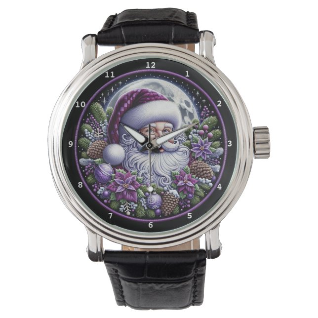 Purple Santa Moonlit Holiday Watch (Front)