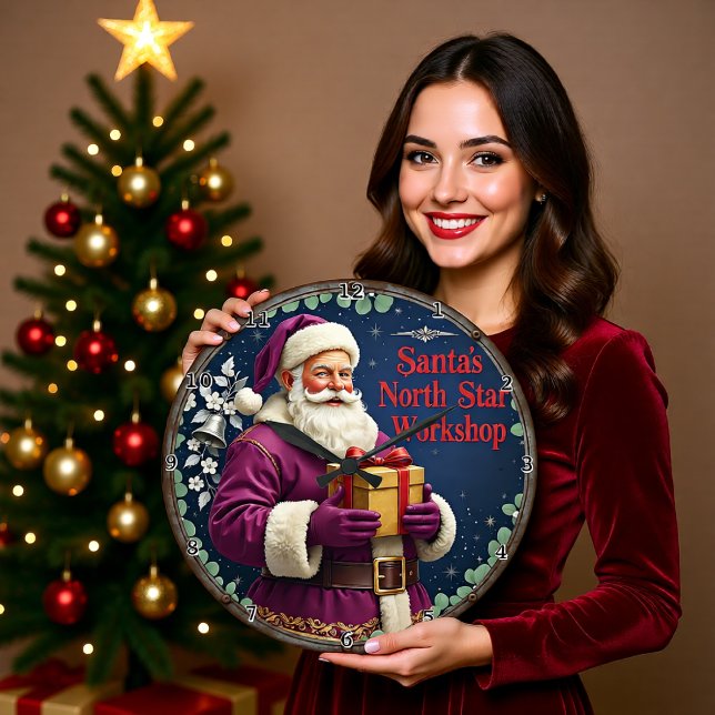 Purple Santa North Star Workshop Large Clock (Creator Uploaded)