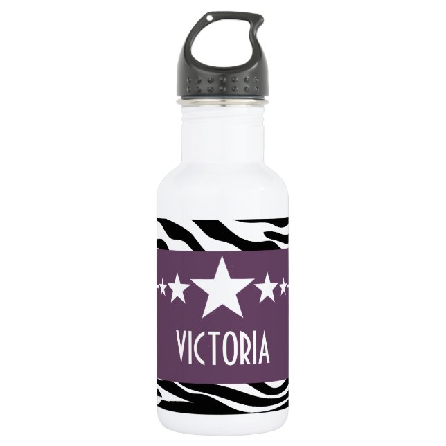 Purple Sassy Star Zebra 532 Ml Water Bottle (Front)