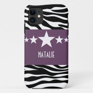 Purple Sassy Star Zebra BT iPhone 5 Case