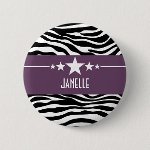 Purple Sassy Star Zebra Button