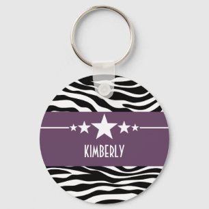 Purple Sassy Star Zebra Keychain
