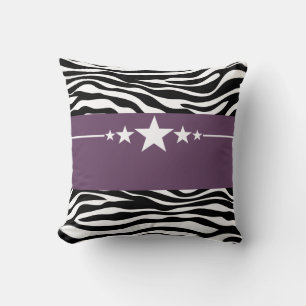 Purple Sassy Star Zebra Pillow