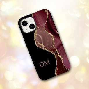 Purple Satin Agate Gold Glitter Monogram