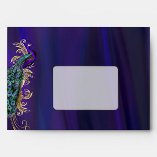 Purple Satin and Peacock Custom Wedding Envelope