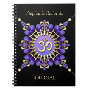 Purple Satin Gold Om Sign  Elegant Notebook