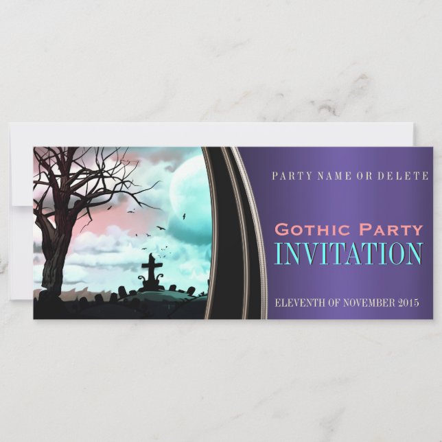 Purple Satin Gothique Dark Thème Fête Invitations (Devant)