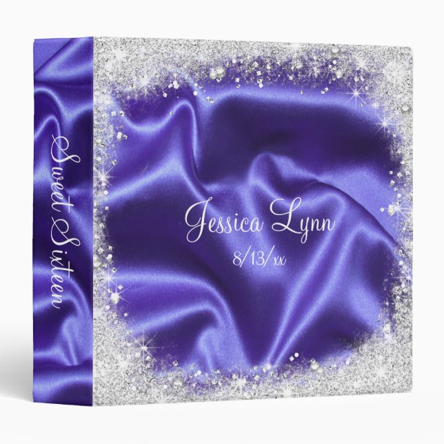 Purple Satin, Silver Glitter, Sweet Sixteen Album Binder (Front/Spine)