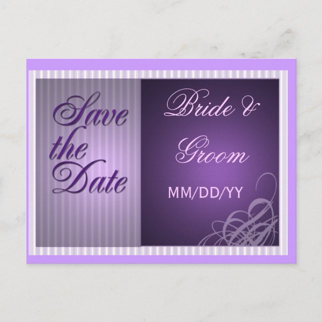 Purple save the date card (Front)
