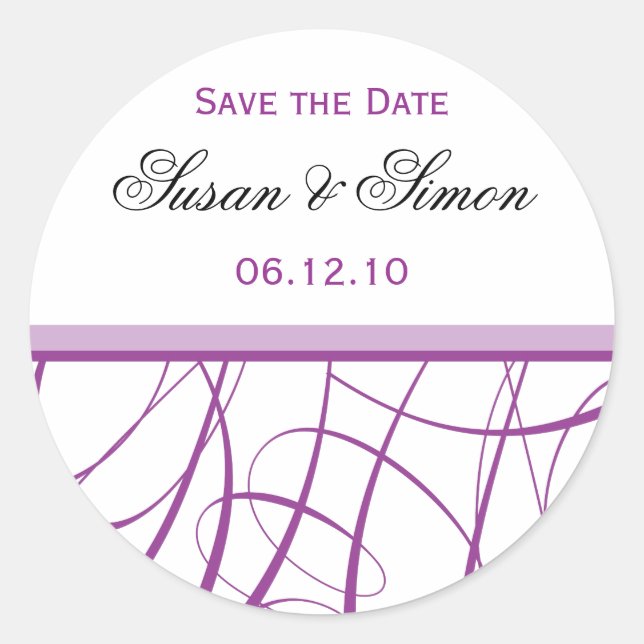Purple Save the Date Sticker (Front)