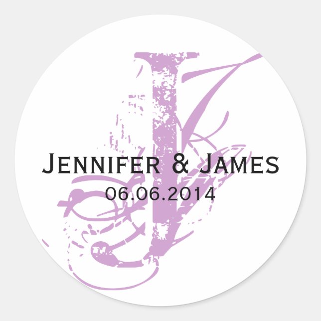 Purple Save the Date Wedding Favour Stickers (Front)