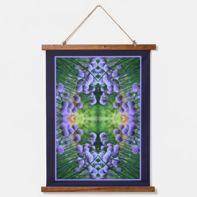Purple Scallion Abstract Allium Flowers Orton Art Hanging Tapestry (Front)