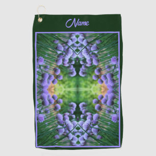 Purple Scallion Abstract Flowers Personalized Golf Towel