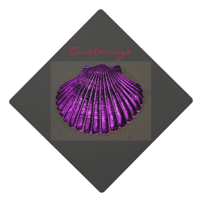 Purple scallop shell Thunder_Cove Graduation Cap Topper (Front)