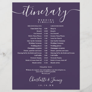Purple Schedule Wedding Itinerary Timeline
