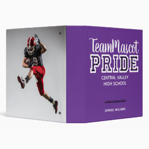 Purple School Pride Mascot Name 3 Ring Binder