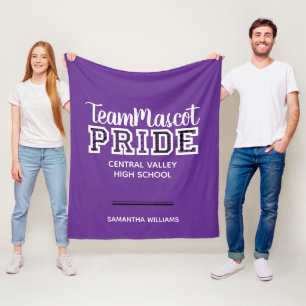 Purple School Pride Mascot Name Fleece Blanket