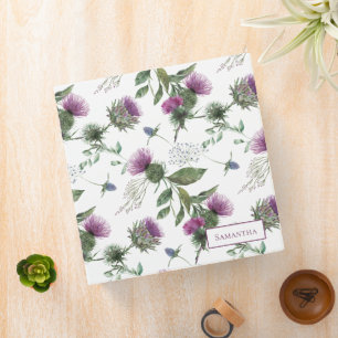Purple Scottish Thistle Monogram Binder