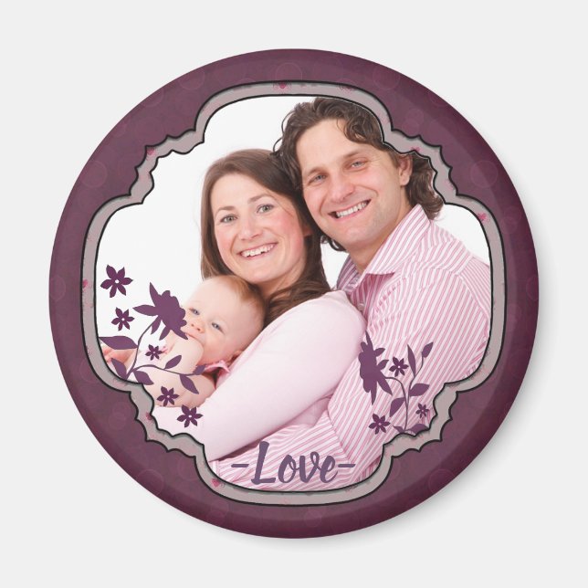 Purple Scrapbook Decorative Custom Photo Magnet (Front)