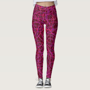 Purple scribbled lines pattern leggings