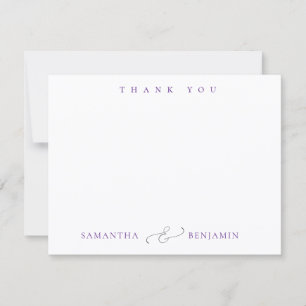 Purple Script Ampersand Couple Thank You Card
