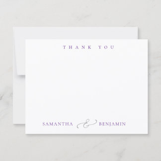 Purple Script Ampersand Couple Thank You Card