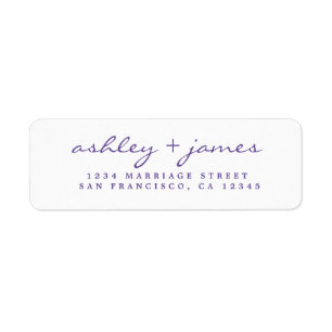 Purple Script Elegant Mariage Adresse de retour