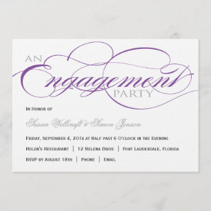 Purple Script Engagement Party Invitation