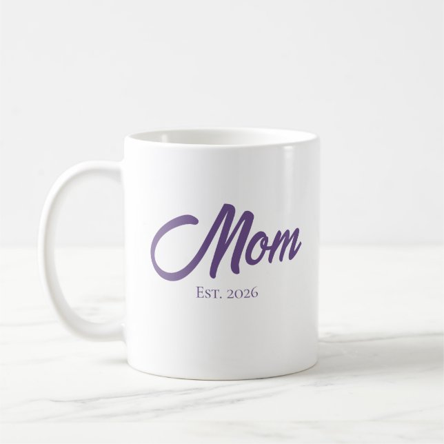 Purple Script Mom Established Coffee Mug (Left)