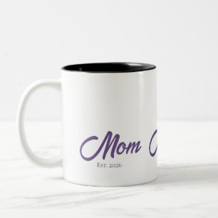 Purple Script Mom Established Two-Tone Coffee Mug