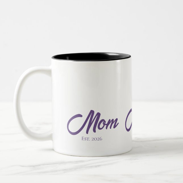 Purple Script Mom Established Two-Tone Coffee Mug (Left)