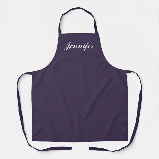 Purple Script Personalized Name Kitchen Apron (Front)