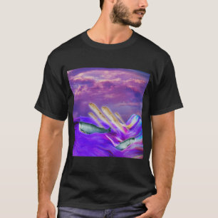 Purple Sea Golden Fish Surreal Digital Collage Pri T-Shirt