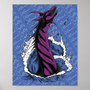 Purple Sea Monster Serpent Ocean Waves Poster