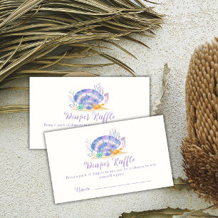 Purple Sea Pearl Girl Diaper Raffle Baby Shower Enclosure Card