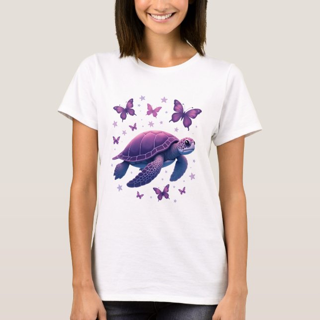 Purple - Sea Turtle Butterfly T-Shirt (Front)