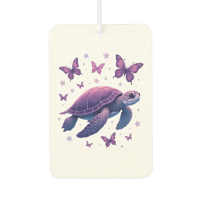 Purple - Sea Turtle Butterfly T-Shirt Air Freshener (Front)