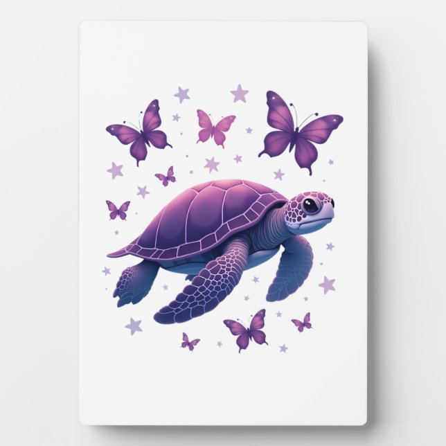 Purple - Sea Turtle Butterfly T-Shirt Plaque (Front)