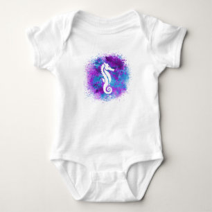 Purple Seahorse Baby Bodysuit