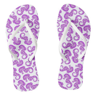 Purple Seahorse Flip Flops
