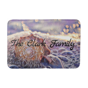 Purple seashell in the sea painting bath mat