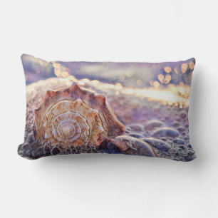 Purple seashell in the sea painting lumbar pillow